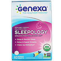 Genexa LLC, Sleepology, Organic Nighttime Sleep Aid, Vanilla Lavender Flavor, 60 Chewable Tablets