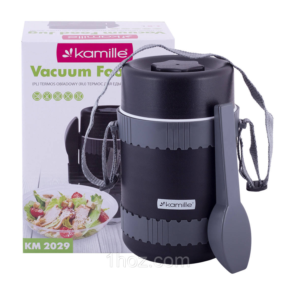 Термос харчовий обідній для супу Kamille 1800мл пластиковий KM-2029, фото 1
