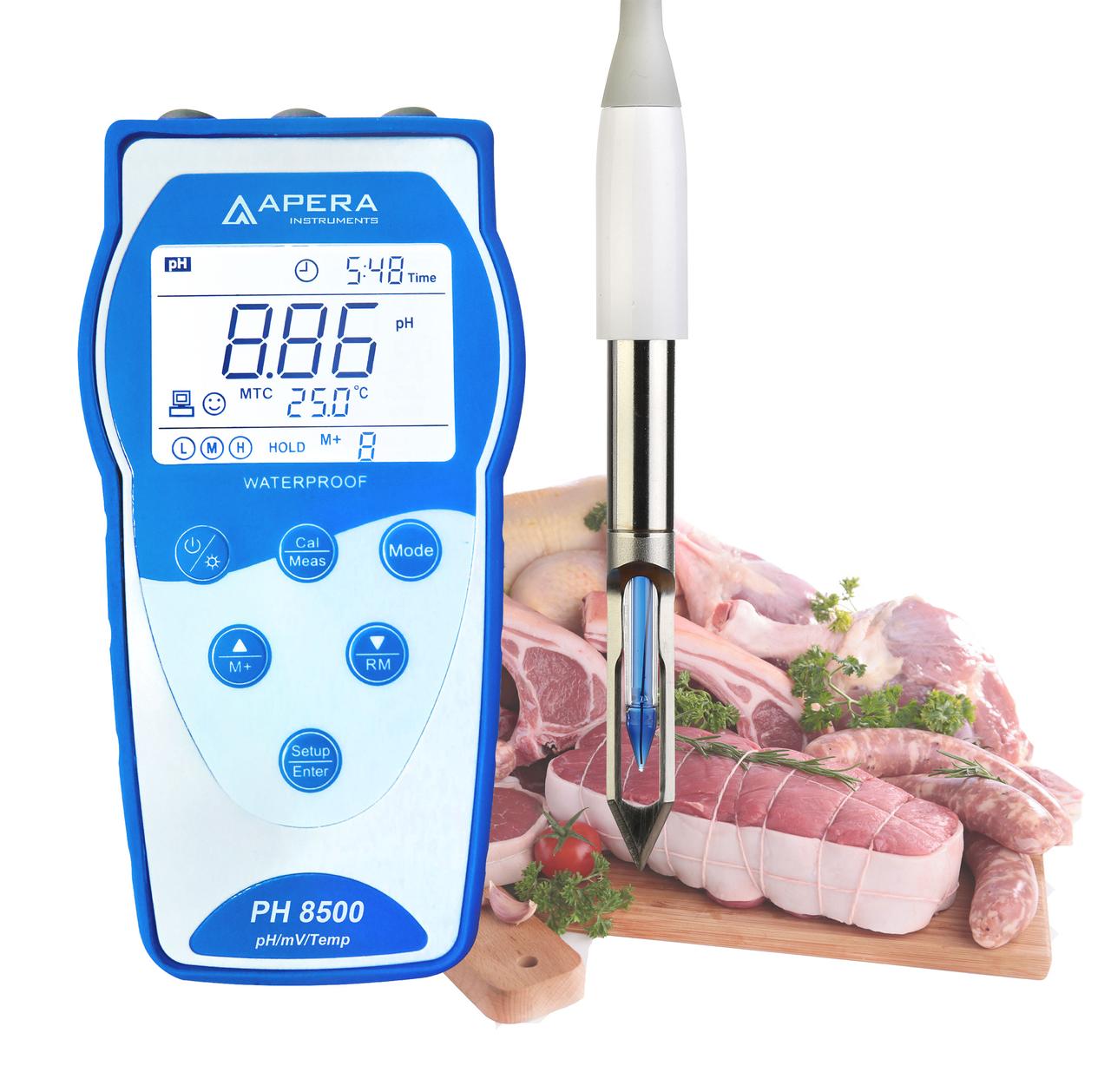 Портативный pH-метр PH8500-BS для мяса, оснащенный электродом с ножевым ...