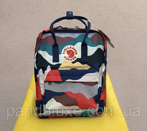 Рюкзак стильний яскравий канкен Fjallraven Kanken Art 16л камуфляж темний, фото 5