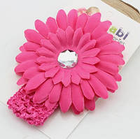 Малинова дитяча пов'язка з квіткою - розмір універсальний (на резинці), квітка 11см