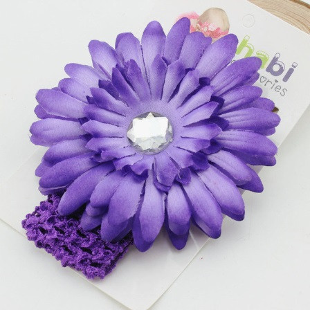 Фіолетова дитяча пов'язка з квіткою - розмір універсальний (на резинці), квітка 11см