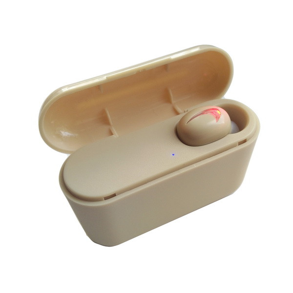 Bluetooth гарнітура/бездротовий навушник із мікрофоном HBQ Q32 Single Logo Beige