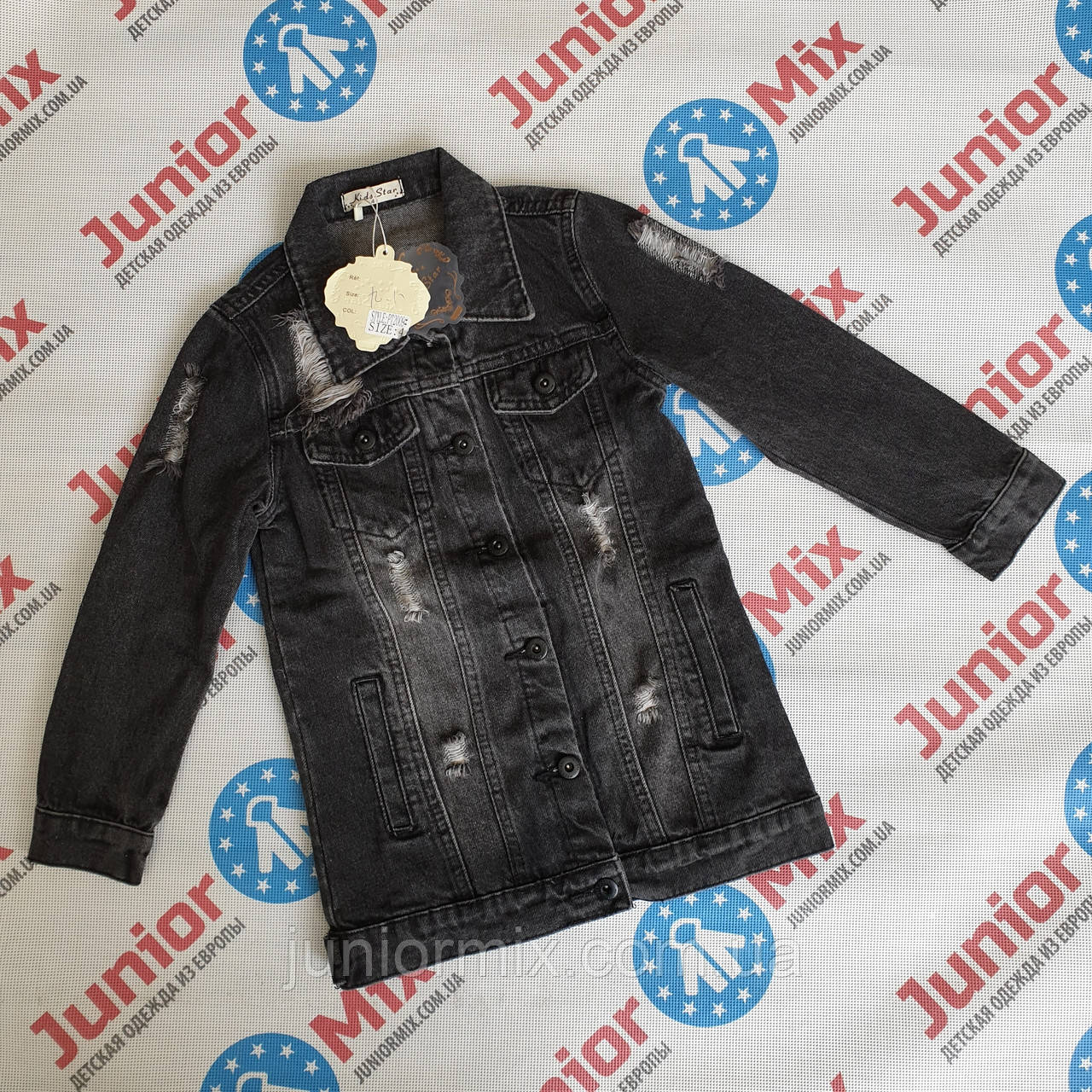 Дитячий джинсовий чорний піджак на дівчинку Kids star