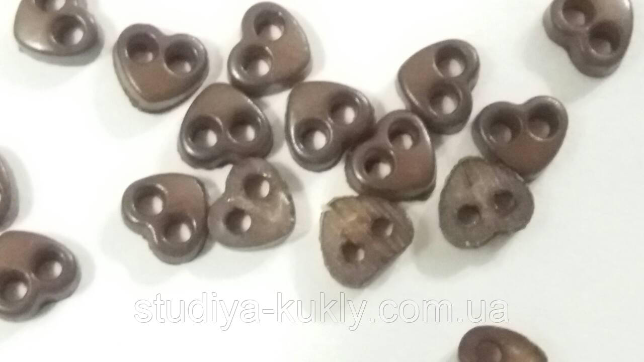 Гудзики для ляльок мікро, серденько, розмір 3*4 мм, №6МС, фото 1