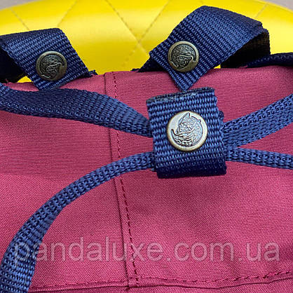 Рюкзак стильний канкен Fjallraven Kanken 16л бордовий з синіми лямками, фото 5