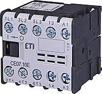 Контактор миниатюрный ETI CE 07.10 7А 24V AC 3NO+1NO 3kW 4641020 (силовой, 16A AC1, 7A AC3)