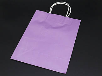Крафт-пакети паперові з ручками для продуктів і упаковки Колір фіолет. 21х27х11см