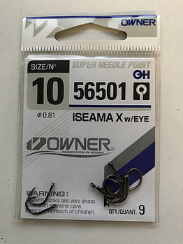 Крючок Owner 56501 ISEAMA X w/Eye #10 (qty.9)