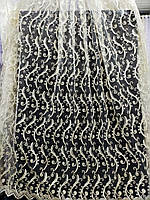 Тюль із вишивкою корд шнуром на фатині На метраж і опт
біла,молочна,крем із золотом