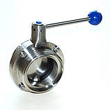 Засувка нержавіюча дискова поворотна різьбова нар/нар DIN AISI304 DN100, фото 3