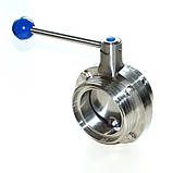 Засувка нержавіюча дискова поворотна різьбова нар/нар DIN AISI304 DN32, фото 6