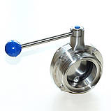 Засувка нержавіюча дискова поворотна різьбова нар/нар DIN AISI304 DN32, фото 7