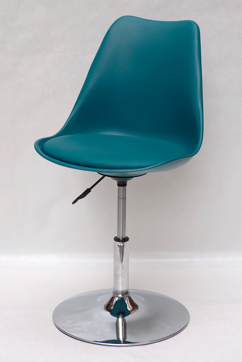 Стілець Milan CH-Base зелений 02 пластик з м'якою подушкою, хромована опора-блин, скандинавський стиль, фото 1