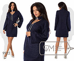 Модне пряме тепле ангорове плаття вільного крою з вшитим чокером р.42-54 Арт-2644/23