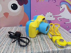 Дитячий цифровий фотоапарат Kids із сенсорним екраном smart camera блакитний з жовтим