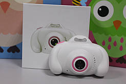 Цифровий дитячий фотоапарат Kids camera білий з рожевим із селфі камерою