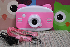Цифровий дитячий фотоапарат HD cartoon digital camera рожевий Hello kitty 3.5 діагональ