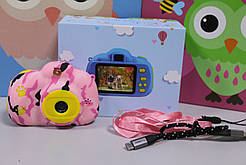 Цифровий дитячий фотоапарат Kids camera рожевий хакі з селфі камерою 2.0 діагональ екрана
