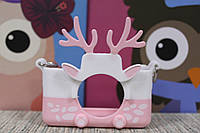 Чехол силиконовый на детский фотоаппарат розовый олень