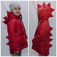 Дитяча куртка "Дракошка" в червоному кольорі для дівчинки від 3 до 6 років