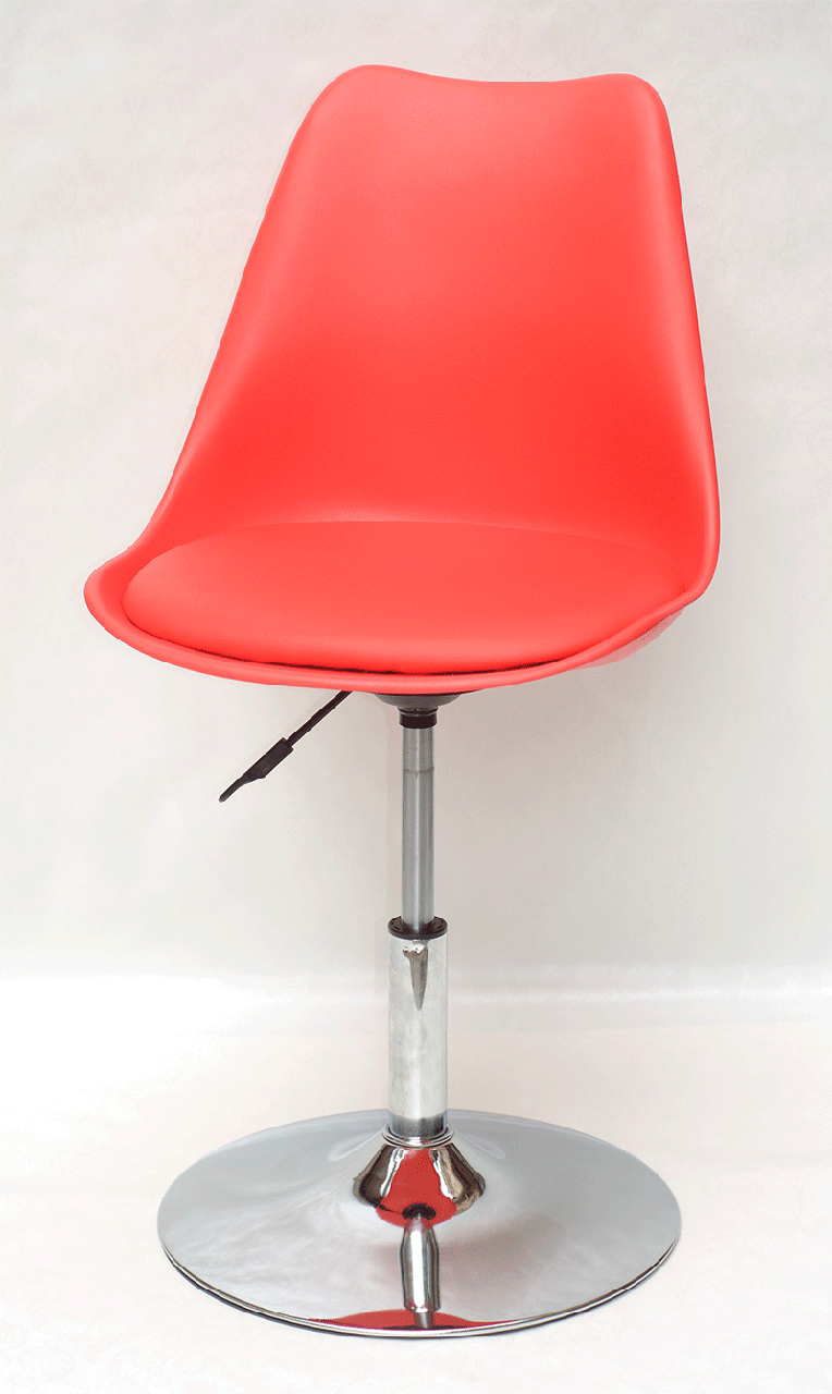 Стілець Milan CH-Base червоний 05 пластик з м'якою подушкою, хромована опора-блин, скандинавський стиль, фото 1