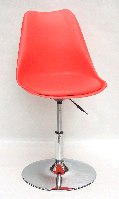 Стілець Milan CH-Base червоний 05 пластик з м'якою подушкою, хромована опора-блин, скандинавський стиль, фото 2