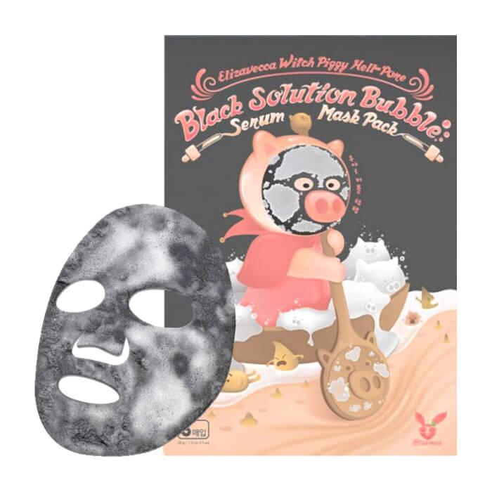 Elizavecca Black Solution Bubble Serum Mask Pack Тканинна маска бульбашкова