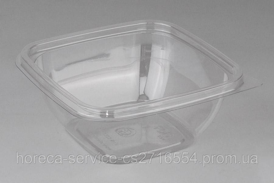 Ланч-бокс PET "Кубик" з кришкою прозорий 375 мл., фото 1