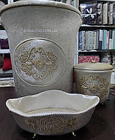 Бежевый набор корзин из трех предметов, в ванную, с кружевом и кисточками, Miss Bella, Турция