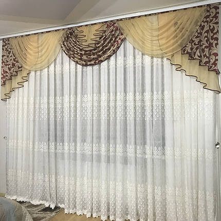 Ламбрекен №388 на карниз 3м бордовий, фото 2