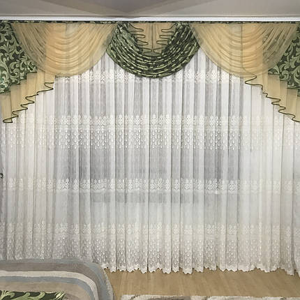 Ламбрекен №388 на карниз 3м зелений, фото 1