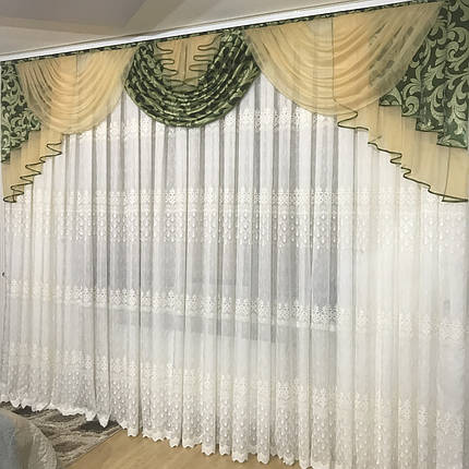 Ламбрекен №388 на карниз 3м зелений, фото 2