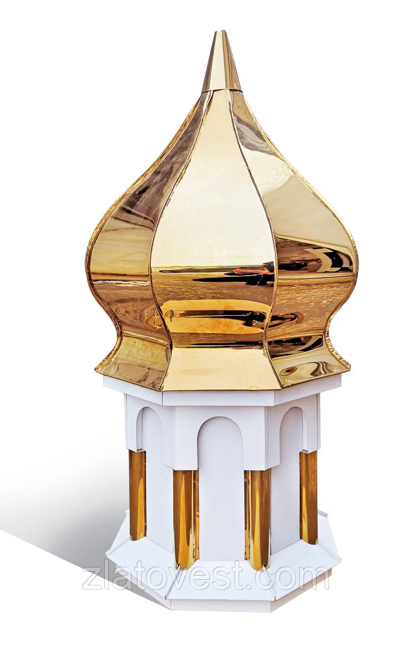Купол церкви "золотий" 50 см з білим барабаном