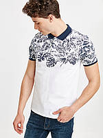 Біле чоловіче поло LC Waikiki/ЛС Вайки із синім листяним принтом