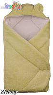 Конверт - одеяло для новорожденного с капюшоном coral fleece (салатовый) "Duetbaby"
