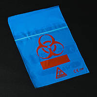 Пакет для транспортировки биоматериалов с символом «Biohazard», голубой