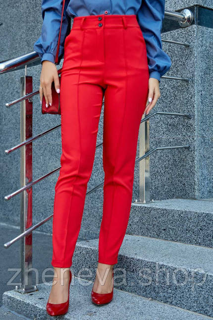 Штани жіночі червоні прямі класика Розмір M/L/XL/XXL, фото 1