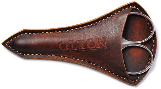 Манікюрні ножиці для кутикули Olton (10 см, 25 мм - ріжуча частина), в шкіряному чохлі