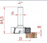 Фреза для вирівнювання площини зі змінними ножами GARMATA D45 d12 h13,5 L60 мм z = 3, фото 4