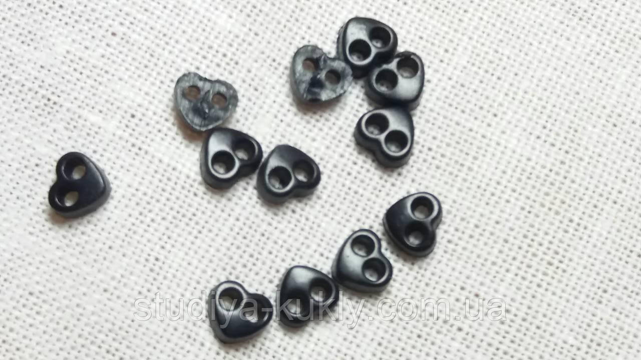 Гудзики для ляльок мікро, серденько, розмір 3*4 мм, №7МС, фото 1