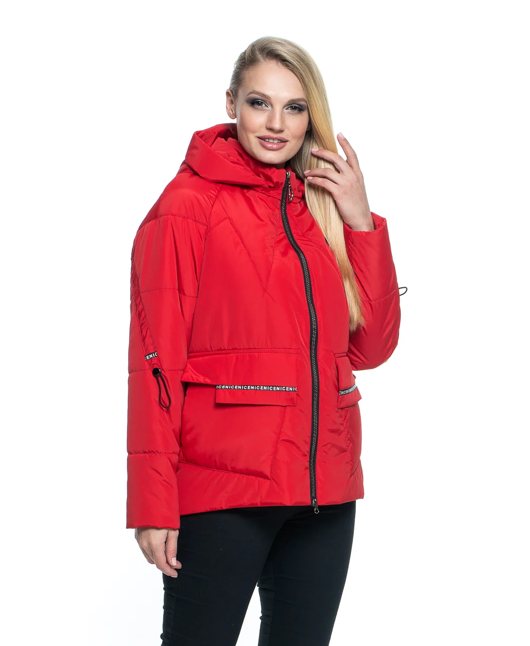Женская куртка демисезонная с капюшоном 52 красный - фото 1 - id-p1122593914