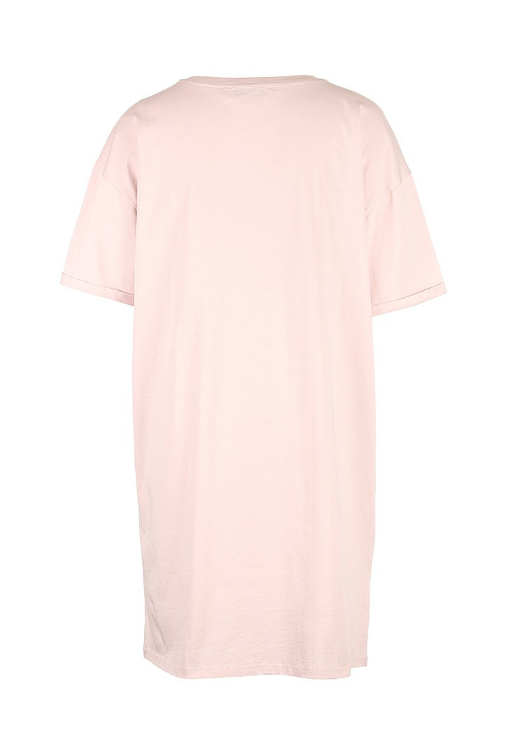 Платье-футболка женское домашнее. Туника хлопковая для дома и отдыха, размер S (розовая) - фото 6 - id-p1122598707