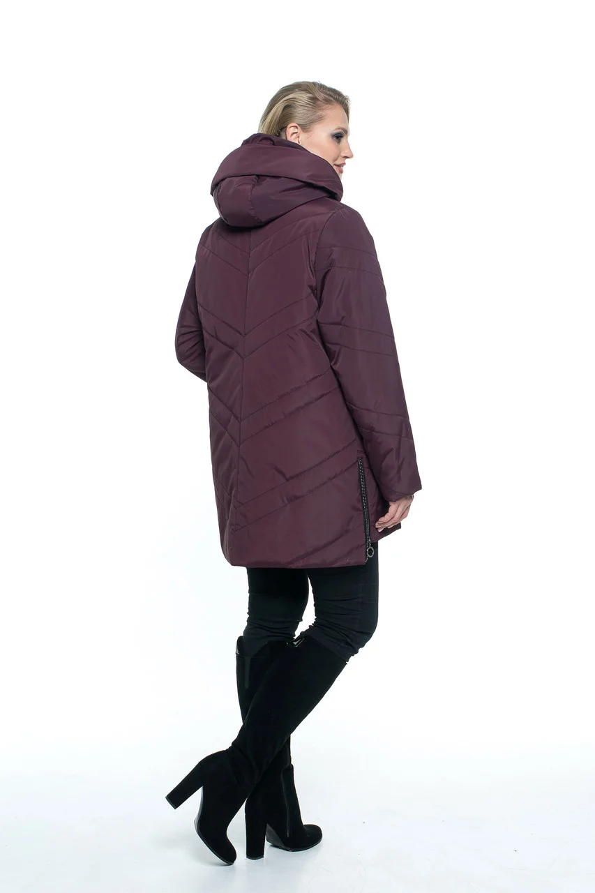 Женские демисезонные куртки больших размеров 54-70 марсал - фото 2 - id-p1122600110