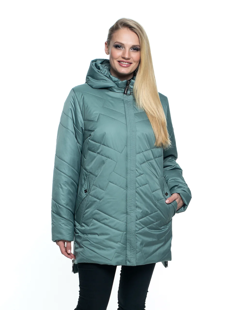 Женские демисезонные куртки больших размеров 54-70 марсал - фото 6 - id-p1122600110