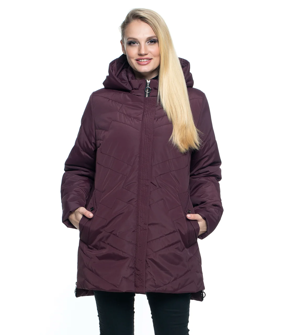 Женские демисезонные куртки больших размеров 54-70 марсал - фото 1 - id-p1122600110