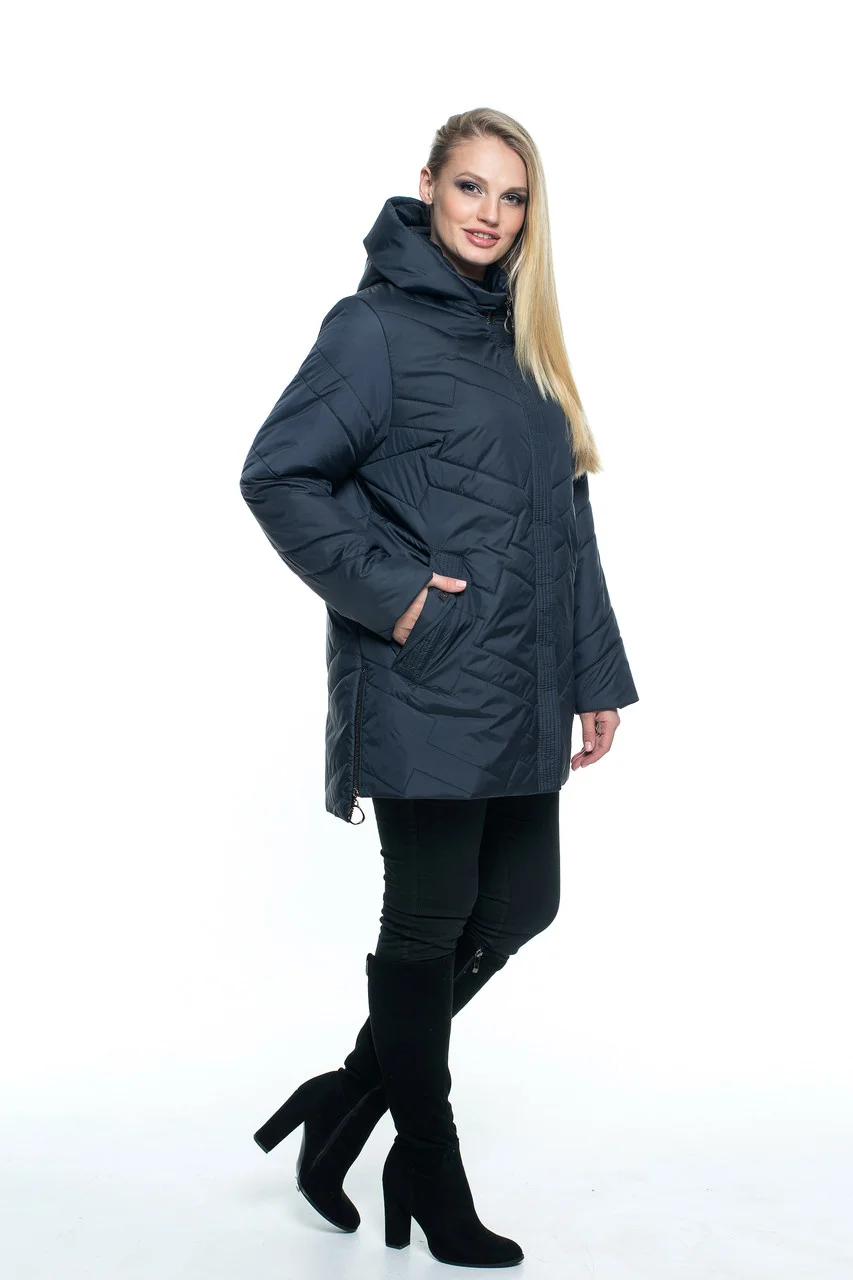 Женские демисезонные куртки больших размеров 52,56,58,60,66,68,70 синий - фото 4 - id-p1122602739