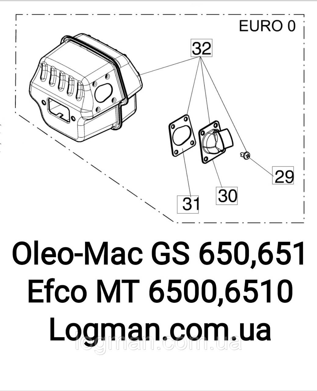 Оригінальний глушник Oleo-Mac GS650,651/Efco 6500,6510