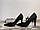 Жіночі туфлі човники на шпильці, чорна замша, фото 10