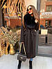 Довге чорне жіноче пальто з хутром песця 40,42,44,46,48 жіноче зимове пальто з кашеміру, фото 3